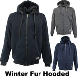 Fleece Fur Hoodie Winter Men Zipped Hoody Plain Sweatshirt Pullover Hooded M-XXL - Georgio Peviani