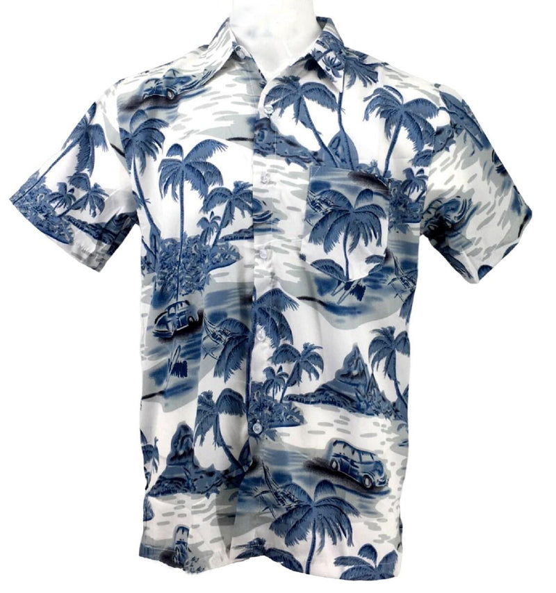 Mens Hawaiian Shirt Men's Floral Print Short Sleeve Top Palm Stag Beach Hawaii Aloha Party Summer Holiday Fancy Dress Men UK Size M-XXL - Georgio Peviani