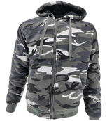Mens Camouflage Hoodie Fur Lined Full Zip Army Camo Military Sherpa Hooded Men Warm Winter Jacket M - 3XL - Georgio Peviani