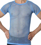 Mens Crystal String Mesh Tops Cotton Men Mesh Fishnet Short Sleeve T-Shirt Top Tee