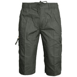 Mens Plain 3/4 Shorts Elasticated Waist Cargo Combat Long Pants Trousers M-3XL - Georgio Peviani