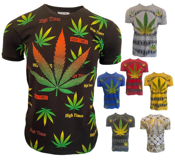 Men’s T Shirts Leaf Weed Cannabis Top Urban Hip Hop Tee Men Marijuana Ganja Shirt - Georgio Peviani