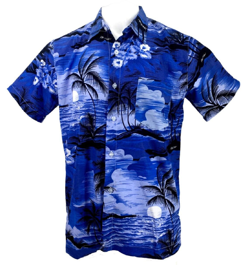 Mens Hawaiian Shirt Men's Floral Print Short Sleeve Top Palm Stag Beach Hawaii Aloha Party Summer Holiday Fancy Dress Men UK Size M-XXL