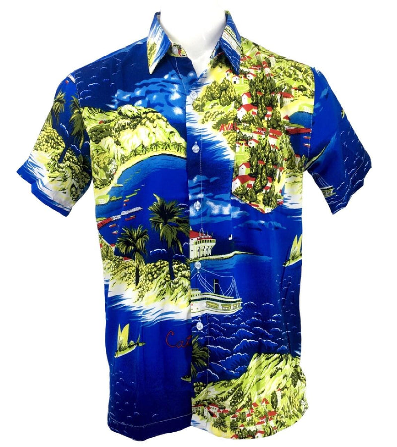 Mens Hawaiian Shirt Men's Floral Print Short Sleeve Top Palm Stag Beach Hawaii Aloha Party Summer Holiday Fancy Dress Men UK Size M-XXL - Georgio Peviani