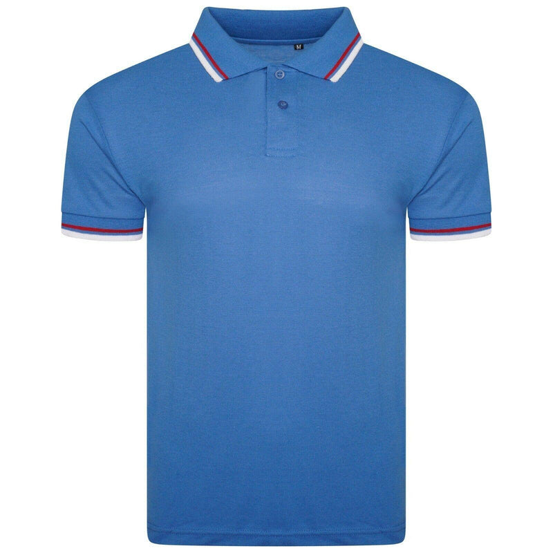Mens Polo Shirt Top Men Striped Collar & Sleeves Tipping T-Shirt Summer Shirts Casual Gym Wear Pique Tops