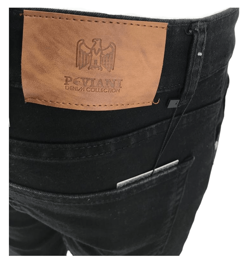 Men's Black Ripped Carrot Fit Jeans Peviani Designer Slim Patchwork Biker Denim Trouser Jeans Pants - Georgio Peviani