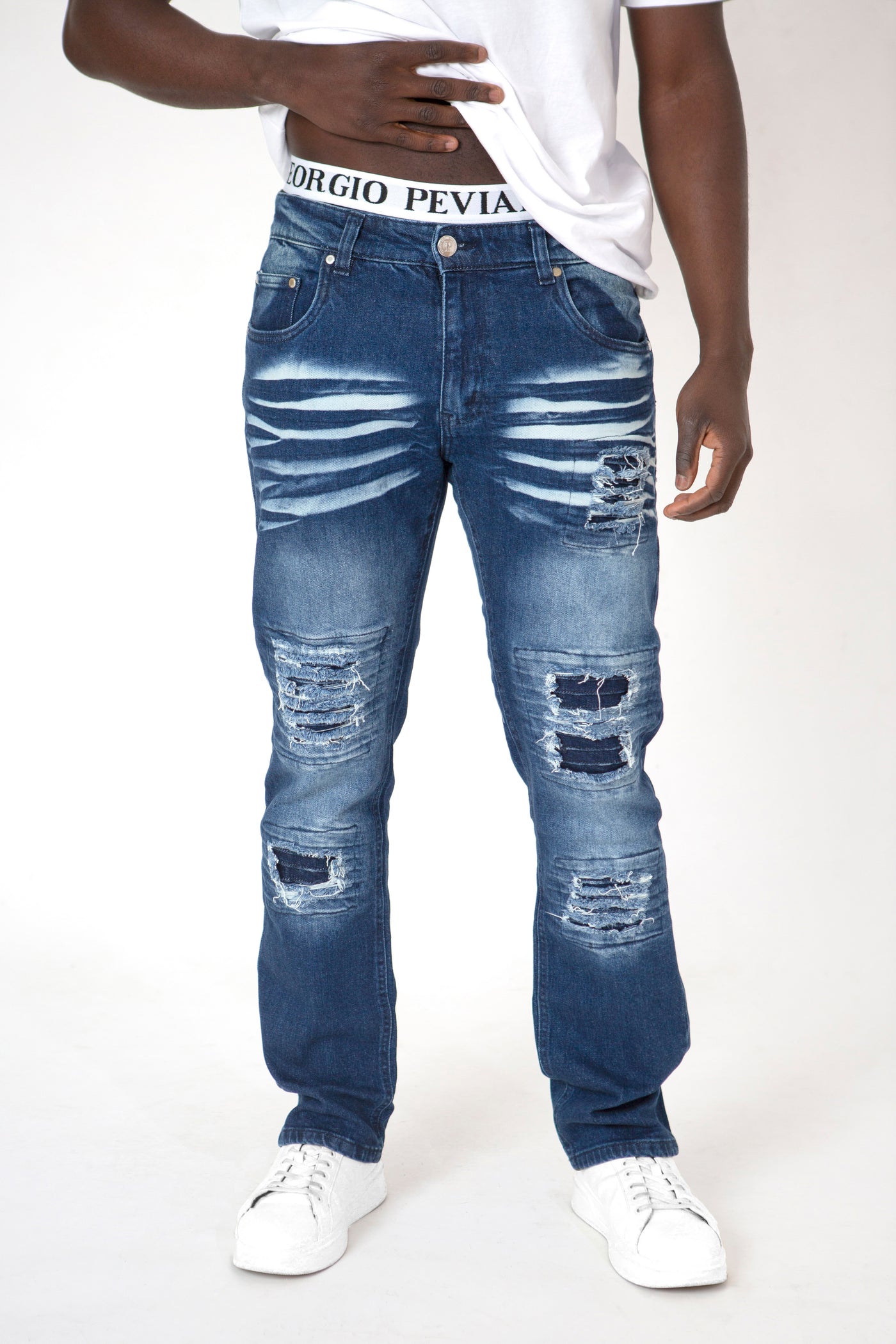 URBAN COMFORT: STONE WASH DISTRESSED & RIPPED JEANS