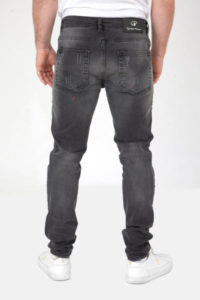 BLACK STONEWASH COMFORT FIT JEANS