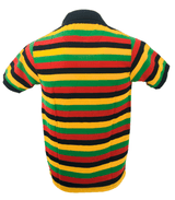 Men's Rasta Polo Striped T Shirt Men Collar Short Sleeves Shirt Top Pendeen Tee