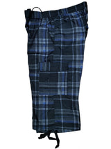 Mens Check Shorts 3/4 Length Casual Classic Fit Summer Shorts Elasticated Waist Cargo Combat Half Pants