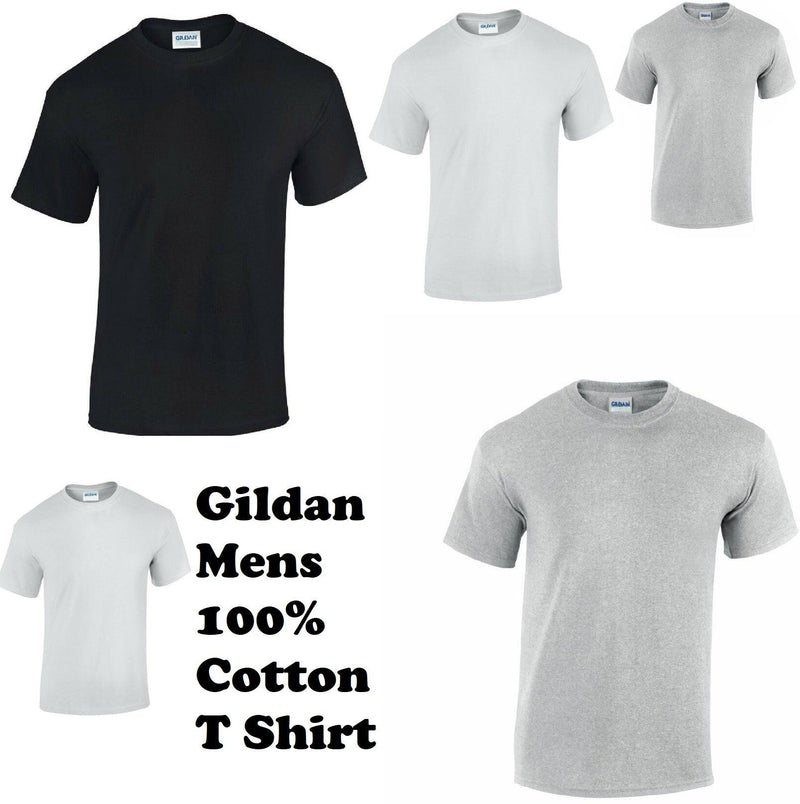 Mens Plain Top Shirt Gildan Cotton Crew Neck Top Unisex Short Sleeve T-Shirt S-2XL - Georgio Peviani