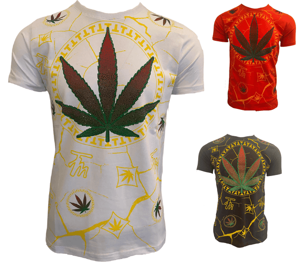 Men’s Ganja Leaf T Shirts Weed Cannabis Top Urban Hip Hop Tee Men Summer Marijuana Shirt T-Shirt