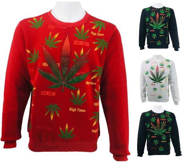 Mens Marijuana Leaves Sweatshirt Ganja Jumper Fleece Cannabis Sweater Knitwear Top UK S-2XL