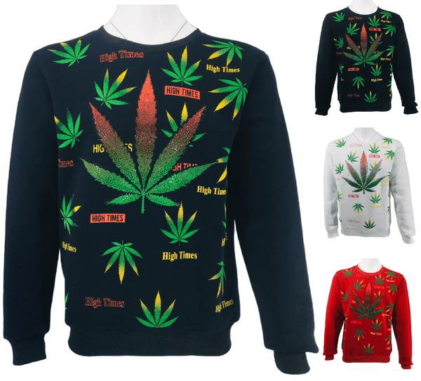 Mens Marijuana Leaves Sweatshirt Ganja Jumper Fleece Cannabis Sweater Knitwear Top UK S-2XL