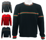 Mens Striped Sweatshirt Jumper Men Fleece Sweater Knitwear Pullover Long Sleeve Warm Winter Jersey Top S-2XL - Georgio Peviani