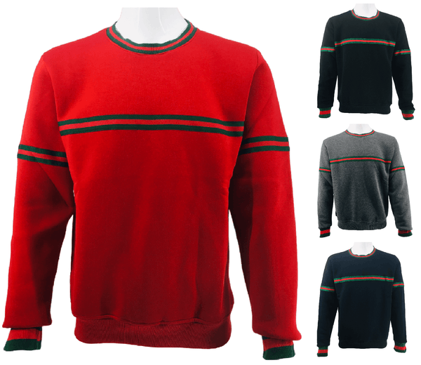 Mens Striped Sweatshirt Jumper Men Fleece Sweater Knitwear Pullover Long Sleeve Warm Winter Jersey Top S-2XL