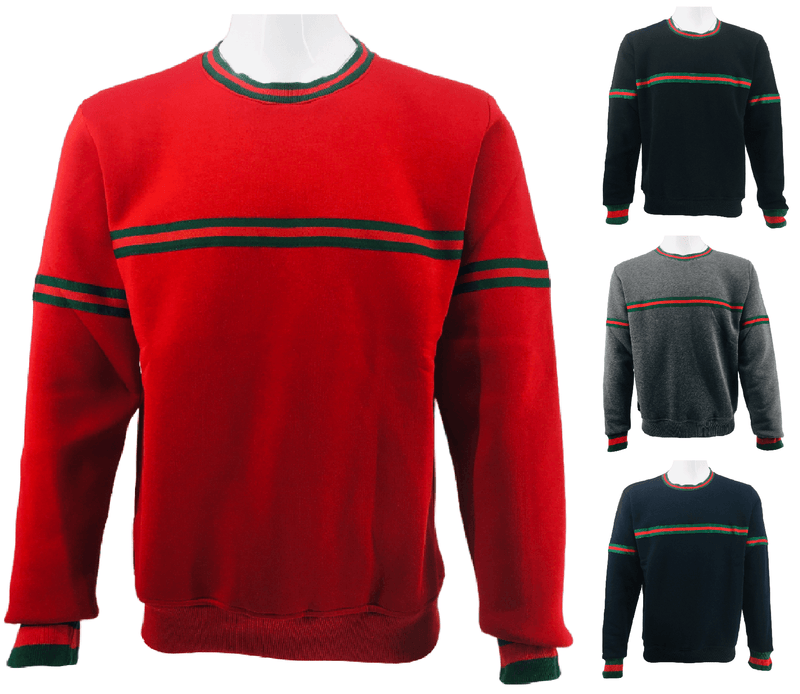 Mens Striped Sweatshirt Jumper Men Fleece Sweater Knitwear Pullover Long Sleeve Warm Winter Jersey Top S-2XL - Georgio Peviani