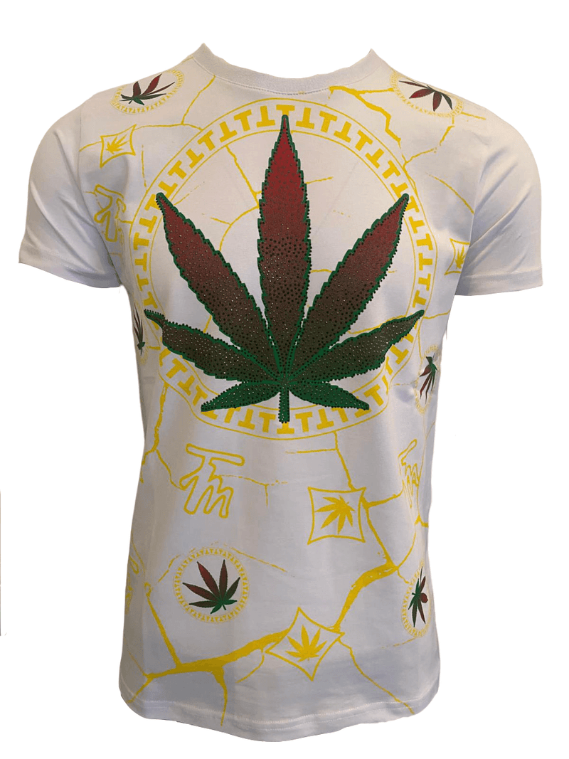 Men’s Ganja Leaf T Shirts Weed Cannabis Top Urban Hip Hop Tee Men Summer Marijuana Shirt T-Shirt - Georgio Peviani