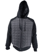 Mens Insulated Baffle Jacket Black Men Hooded Winter Warm Zipper Knitted Sweater Coat - Georgio Peviani