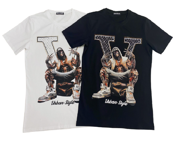 Mens Tshirts Top Men's Summer Cotton Urban Style Hip Hop Casual Printed T-Shirt