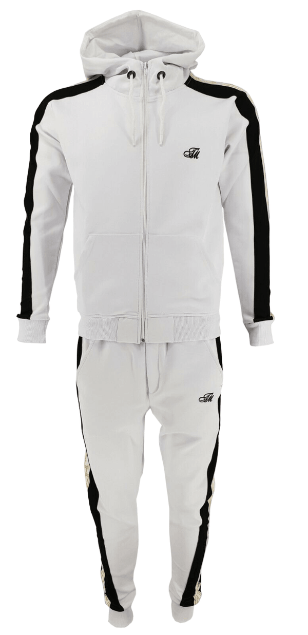 Mens Zip Up Hoodie & Joggers Tracksuit Set Men White Matching Urban Fashion Sweatshirts Sweatpants Athletic Track Suit - Georgio Peviani