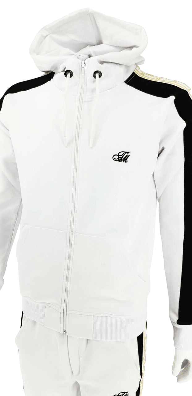 Mens Zip Up Hoodie & Joggers Tracksuit Set Men White Matching Urban Fashion Sweatshirts Sweatpants Athletic Track Suit