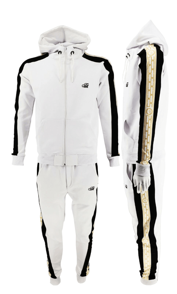 Mens Zip Up Hoodie & Joggers Tracksuit Set Men White Matching Urban Fashion Sweatshirts Sweatpants Athletic Track Suit - Georgio Peviani