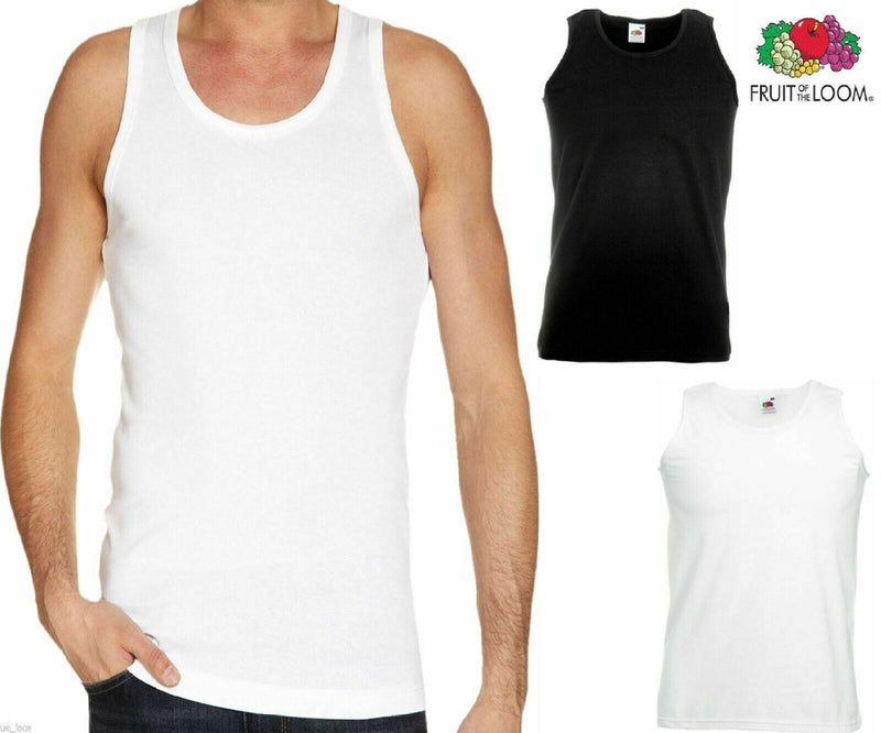 Fruit of the Loom Mens Plain Vests Tank Top Athletic Gym Training T Shirt Vest
