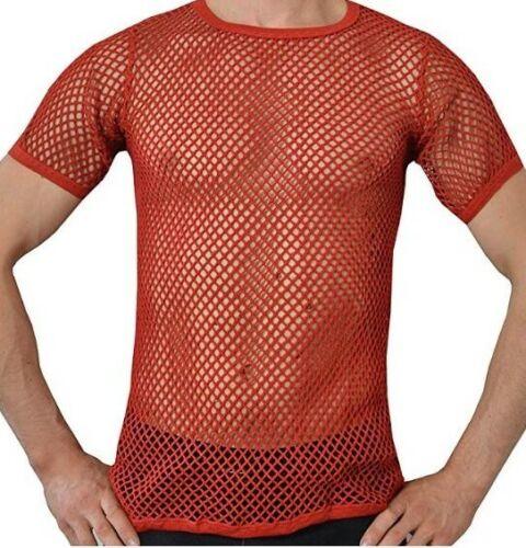 Mens Crystal String Mesh Tops Cotton Men Mesh Fishnet Short Sleeve T-Shirt Top Tee - Georgio Peviani