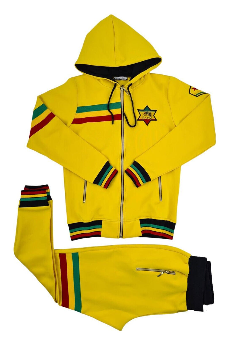 Mens Rasta Tracksuit 2 Piece Zipper Multicolour Men's Matching Sweatshirts Sweatpants Athletic Hoodie & Joggers Zip Pants Bottoms Track Suit