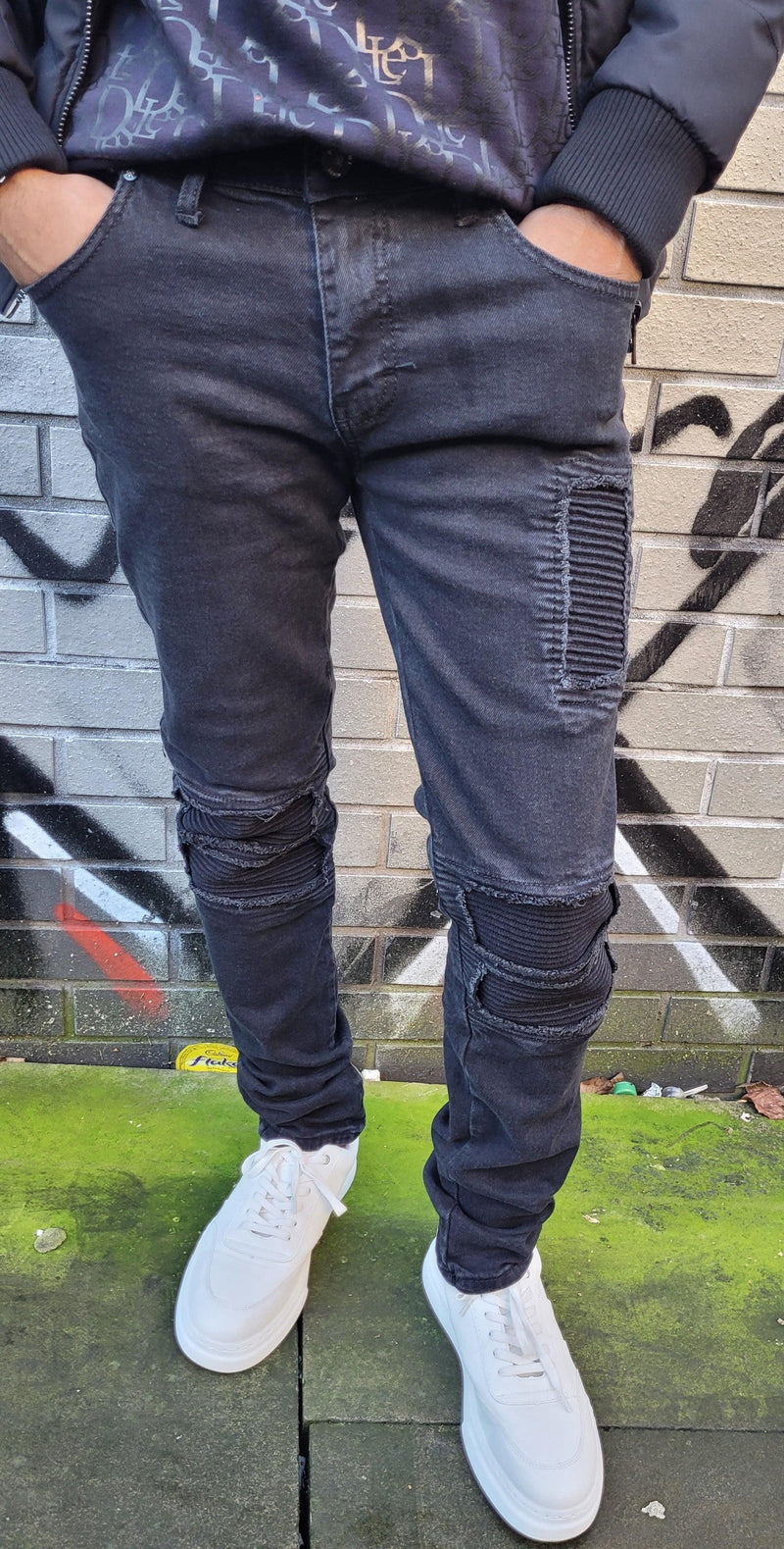 Peviani Biker Slim Fit Jeans-black