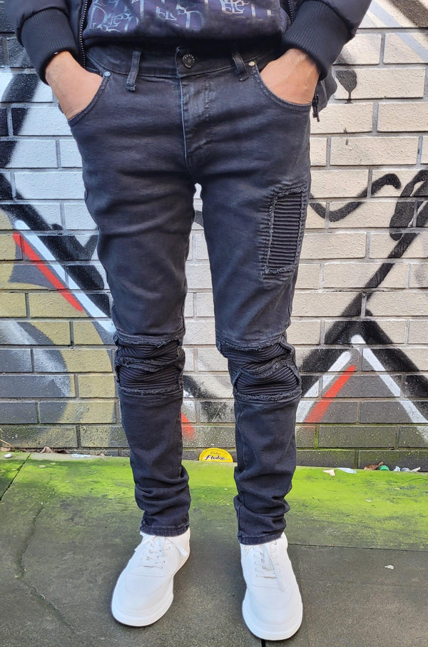 Peviani Biker Slim Fit Jeans-black