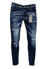 Tapered Fit JEANS with PAINT SPLATTER - Georgio Peviani