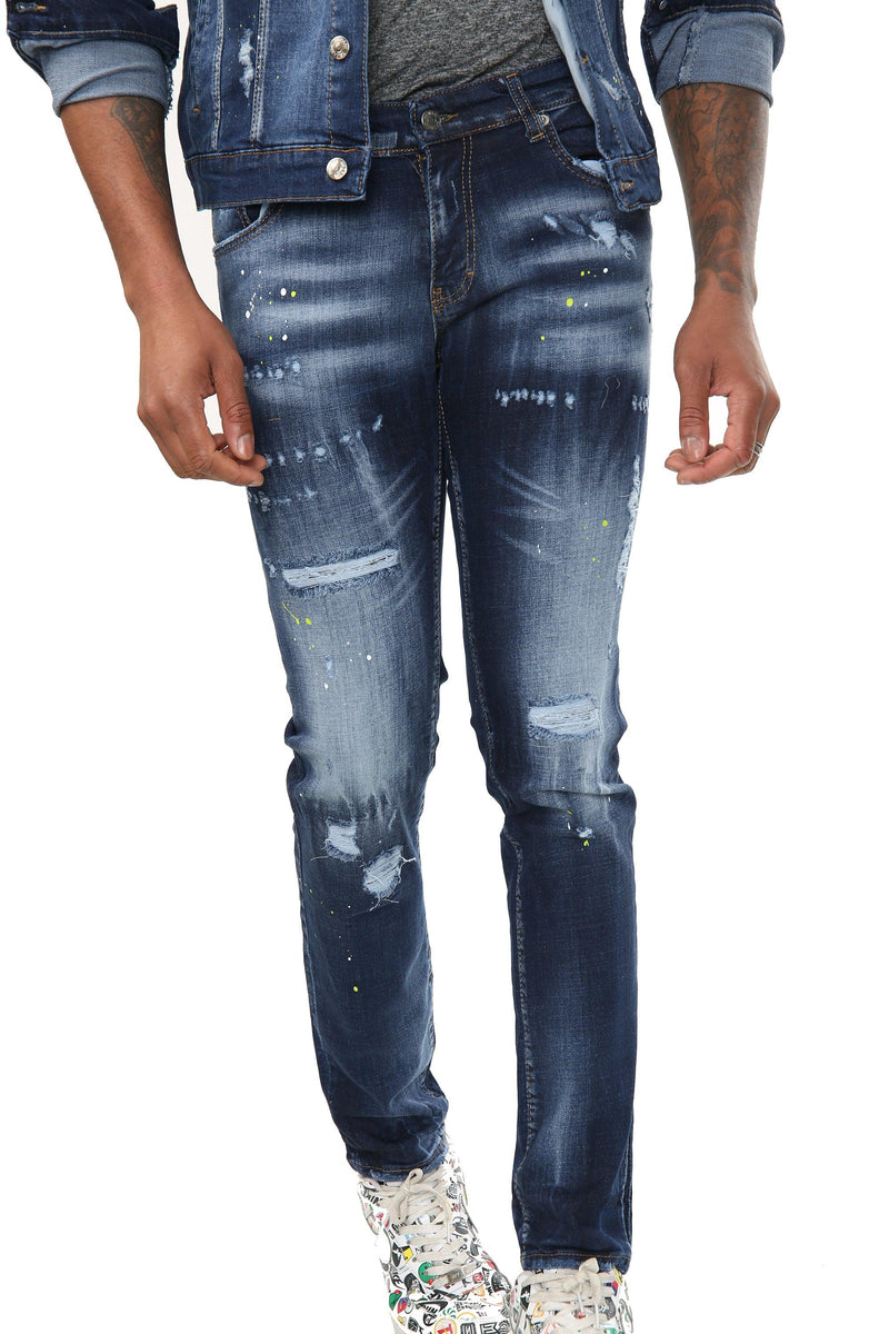 Tapered Fit JEANS with PAINT SPLATTER