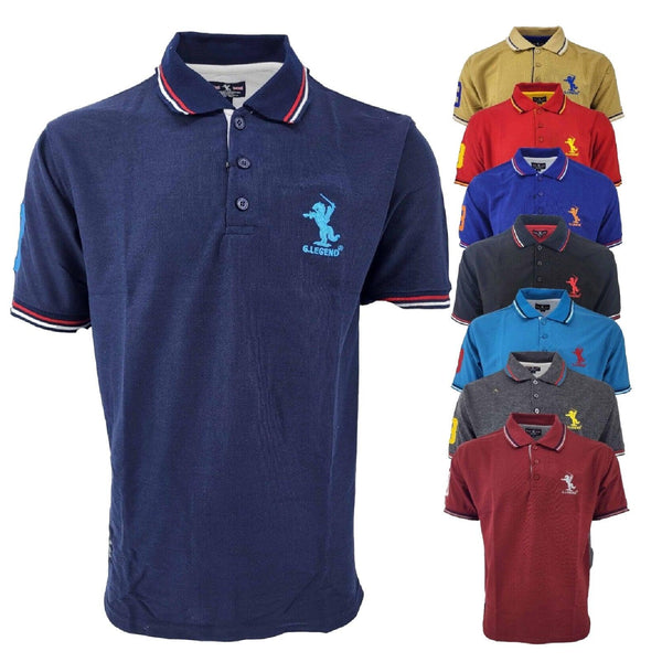 Mens Polo Shirt T-Shirt Top Tee Men Short Sleeve Tops Contrast Colours S M L XL XXL - Georgio Peviani