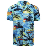 Men’s Hawaiian Shirt Mens Floral Print Short Sleeve Top Palm Stag Beach Hawaii Aloha Party Summer Holiday Fancy Dress Men UK Size M-XXL